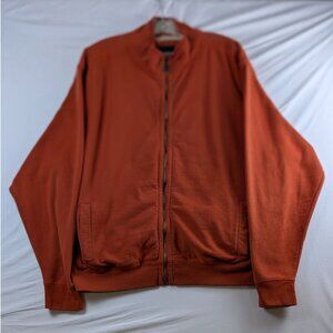 Haggar Mens XL Full-Zip Sweatshirt Orange Long Sleeve Sherpa Mock Neck Pumpkin